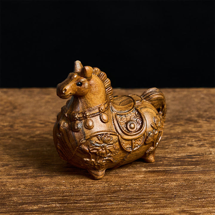 Buddha Stones Mini-Dekoration „Jahr des Pferdes“ aus Lotus, Ebenholz, Lindenholz und grünem Sandelholz, 5,5 x 5 x 3,2 cm - Ebenholz, ca. 5,5 x 5 x 3,2 cm - image 7