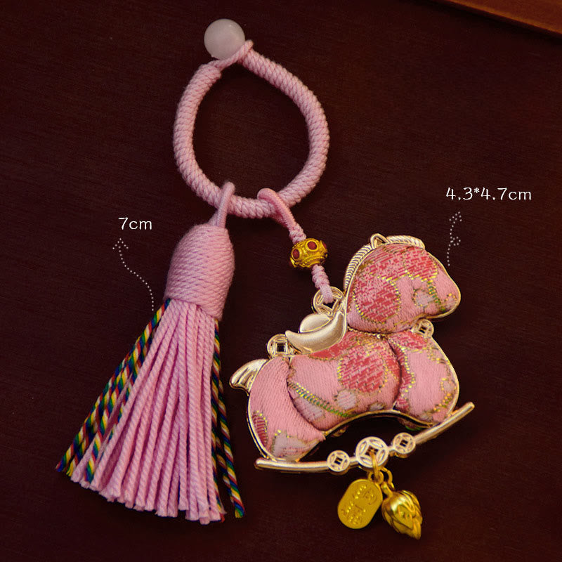 Buddha Stones ​​Jahr des Pferdes Stickerei Freiheit Schlüsselanhänger - image 4