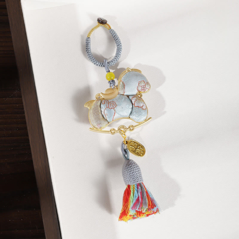 Buddha Stones Jahr des Pferdes, rote Schnur, Stickerei, Verbindungsstück, Hängedekoration - Silbernes Pferd - image 10