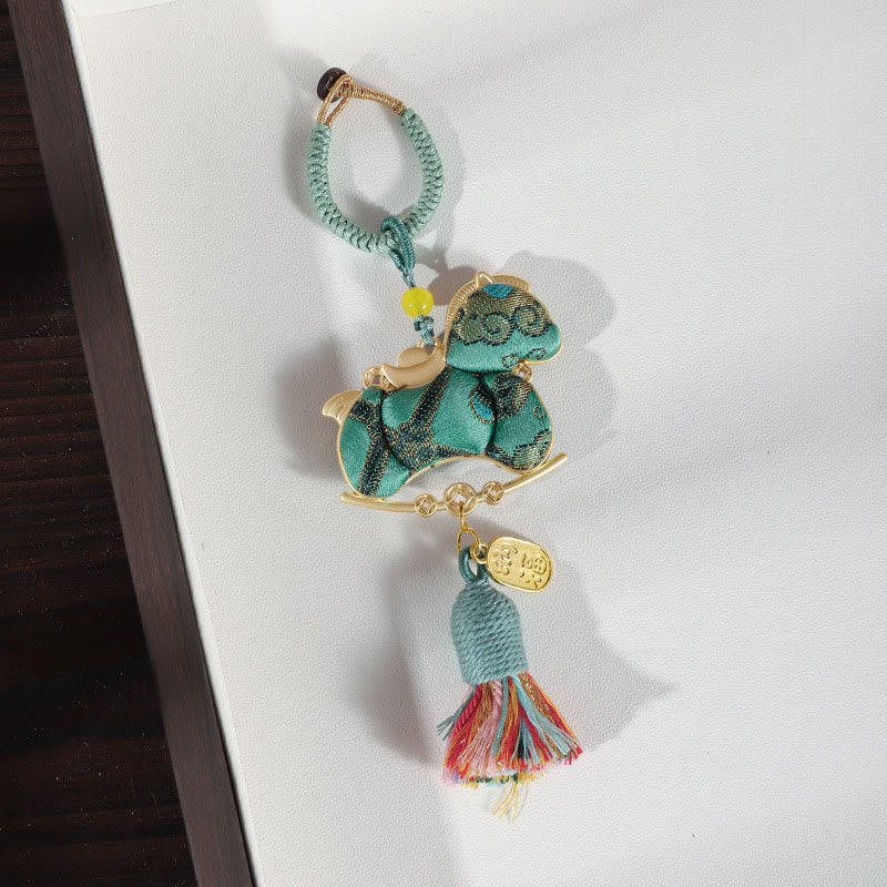 Buddha Stones Jahr des Pferdes, rote Schnur, Stickerei, Verbindungsstück, Hängedekoration - Grünes Pferd - image 13