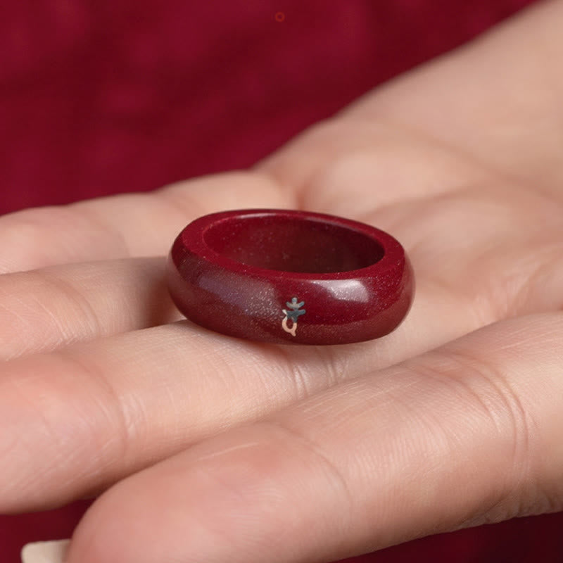Buddha Stones Chinesischer Tierkreiszeichen-Jahr des Pferdes Zinnober-Segensring - image 18