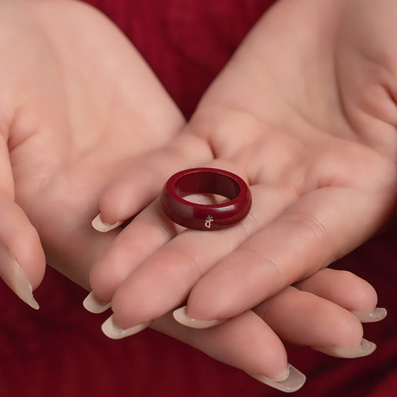Buddha Stones Chinesischer Tierkreiszeichen-Jahr des Pferdes Zinnober-Segensring - image 17