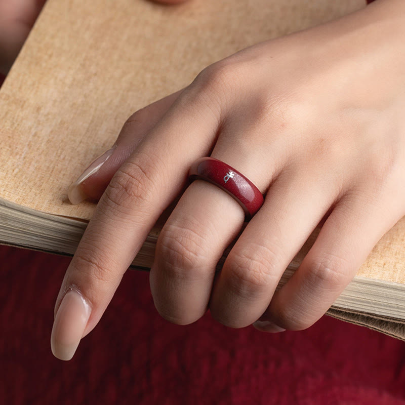 Buddha Stones Chinesischer Tierkreiszeichen-Jahr des Pferdes Zinnober-Segensring - image 14