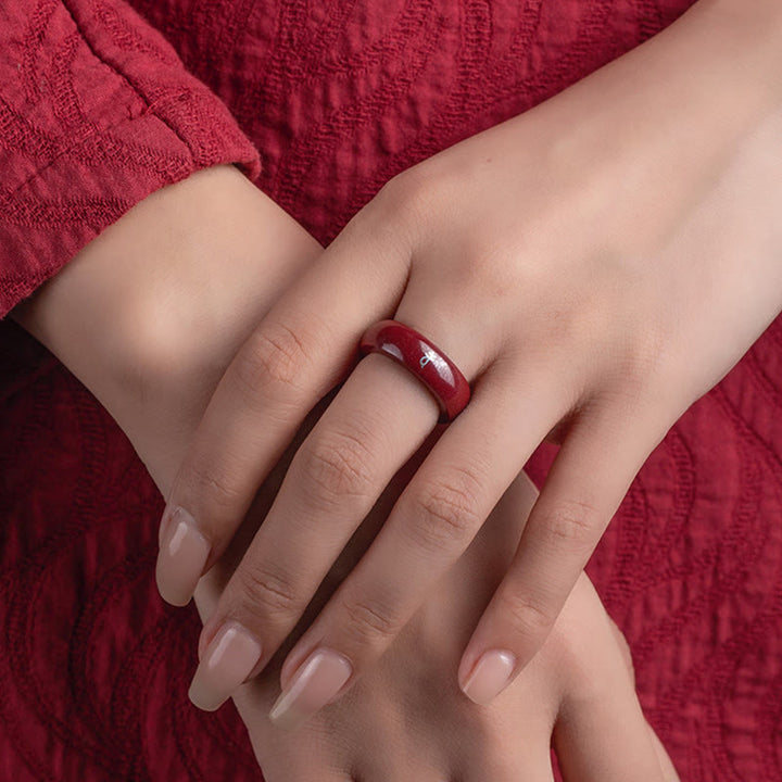 Buddha Stones Chinesischer Tierkreiszeichen-Jahr des Pferdes Zinnober-Segensring - image 16