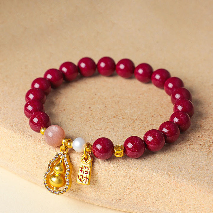 Buddha Stones Zinnober-Segnungsarmband zieht Glück an - Zinnober (Handgelenkumfang: 14-15 cm) - image 0