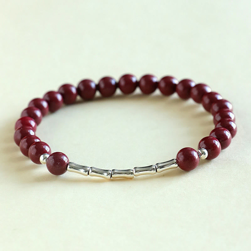 Buddha Stones Armband aus 925er Sterlingsilber mit Zinnoberrot-Motiv – für ruhige Konzentration - Zinnoberperle 6 mm (Handgelenkumfang: 14-15 cm) - image 9