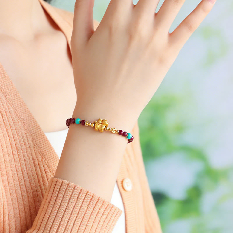 Buddha Stones Armband „Jahr des Pferdes“ mit Fu-Figur, Zinnoberrot, Ruhe - image 3