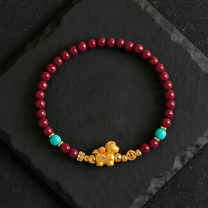 Buddha Stones Armband „Jahr des Pferdes“ mit Fu-Figur, Zinnoberrot, Ruhe - image 13