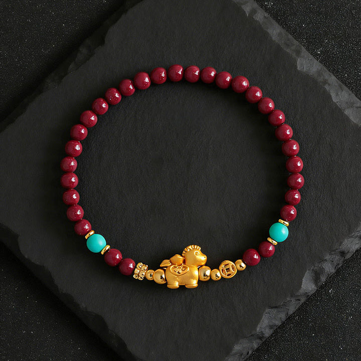 Buddha Stones Armband „Jahr des Pferdes“ mit Fu-Figur, Zinnoberrot, Ruhe - image 13