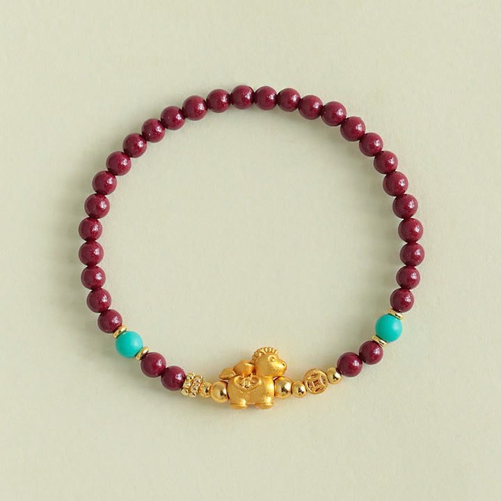 Buddha Stones Armband „Jahr des Pferdes“ mit Fu-Figur, Zinnoberrot, Ruhe - image 11