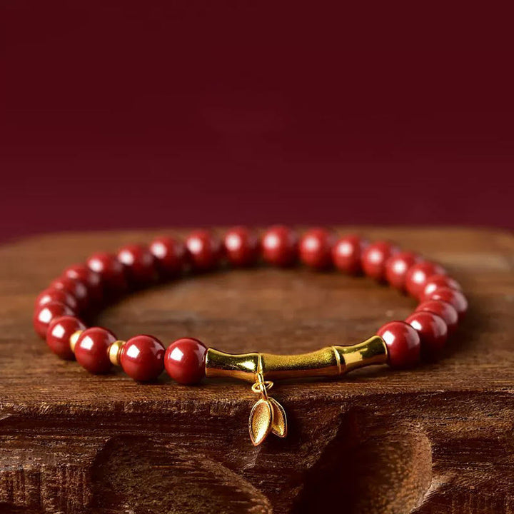 Buddha Stones, Bambus, Zinnober, 925er Sterlingsilber, Konzentrationsarmband - Roter Zinnober (Handgelenkumfang: 14-15 cm) - image 0