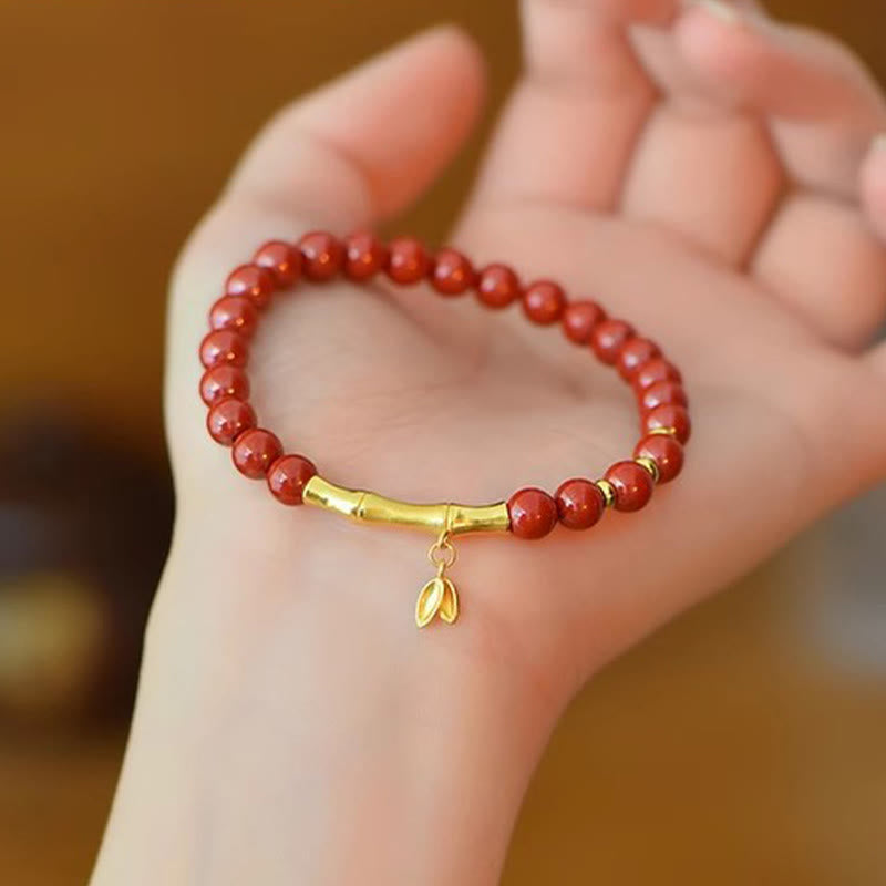 Buddha Stones, Bambus, Zinnober, 925er Sterlingsilber, Konzentrationsarmband - image 1