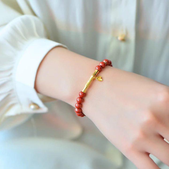 Buddha Stones, Bambus, Zinnober, 925er Sterlingsilber, Konzentrationsarmband - image 2