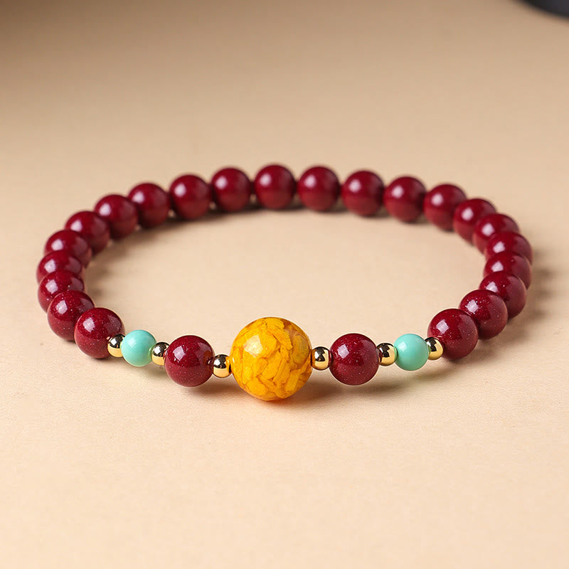 Buddha Stones aus Zinnober und Türkis zum Schutz vor bösen Geistern - Zinnober (Handgelenkumfang: 14-15 cm) - image 0