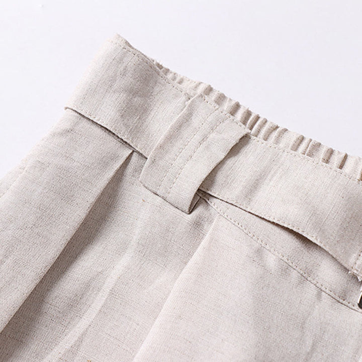 Buddha Stones Sommerliche Herrenhose mit Reißverschluss, elastischem Bund, weitem Bein und Taschen aus Baumwoll-Leinen-Mischgewebe - image 6