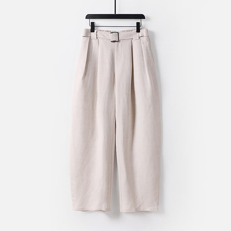 Buddha Stones Sommerliche Herrenhose mit Reißverschluss, elastischem Bund, weitem Bein und Taschen aus Baumwoll-Leinen-Mischgewebe - Leinen - US/ UK/AU54, EU64 (9XL) - image 0