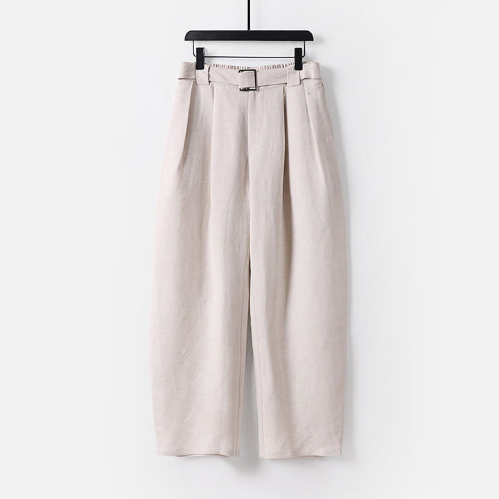 Buddha Stones Sommerliche Herrenhose mit Reißverschluss, elastischem Bund, weitem Bein und Taschen aus Baumwoll-Leinen-Mischgewebe - Leinen - US/ UK/AU54, EU64 (9XL) - image 0