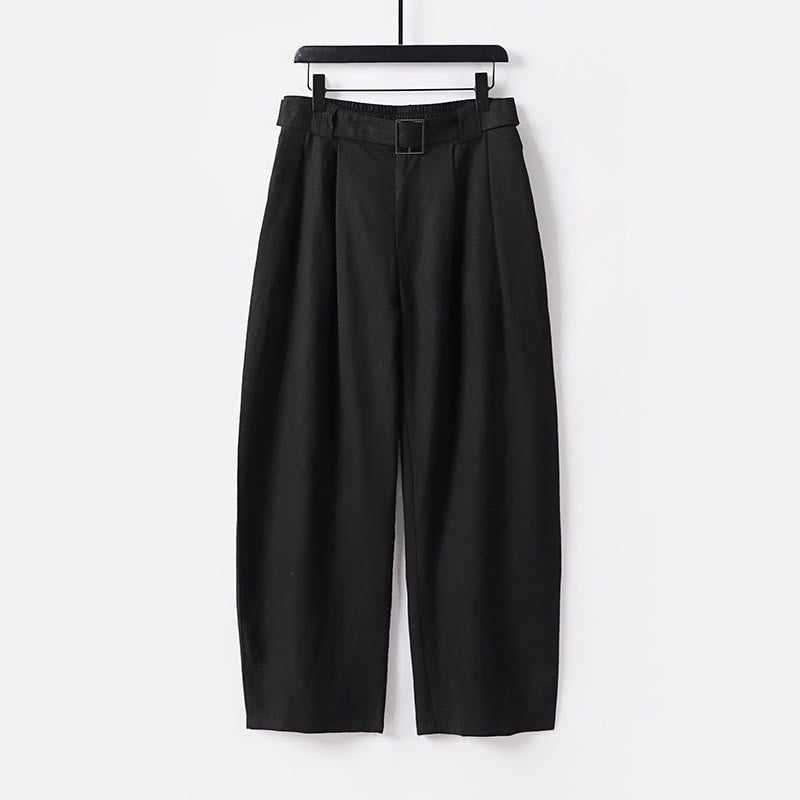 Buddha Stones Sommerhose mit Reißverschluss, elastischem Bund, weitem Bein und Taschen aus Baumwoll-Leinen-Mischgewebe - Schwarz - US/UK/AU56, EU66 (9XL) - image 9