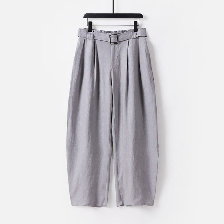 Buddha Stones Sommerliche Herrenhose mit Reißverschluss, elastischem Bund, weitem Bein und Taschen aus Baumwoll-Leinen-Mischgewebe - Grau - US/ UK/AU54, EU64 (9XL) - image 10