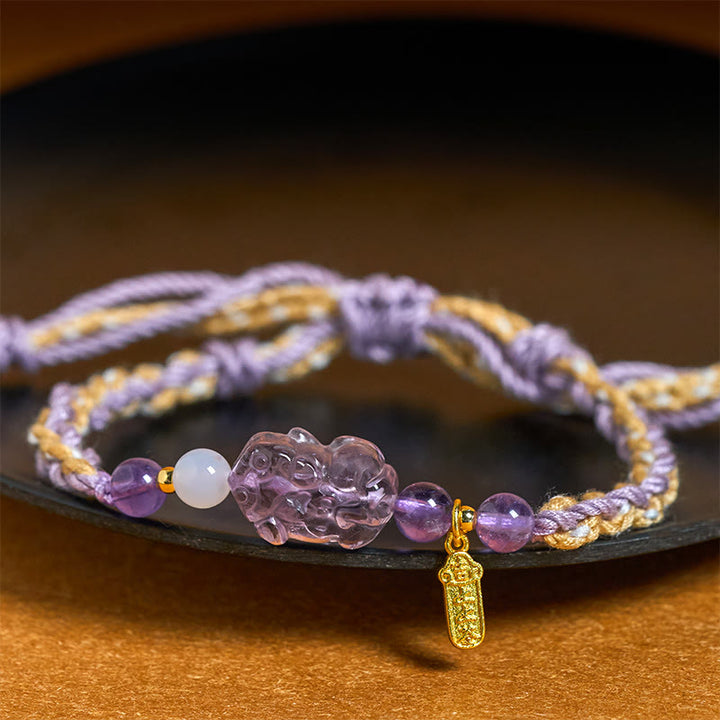 Buddha Stones Amethyst Pixiu Balance Glücksarmband - image 3