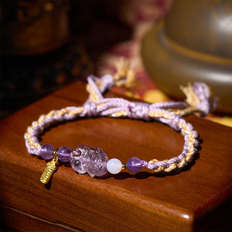 Buddha Stones Amethyst Pixiu Balance Glücksarmband - image 1