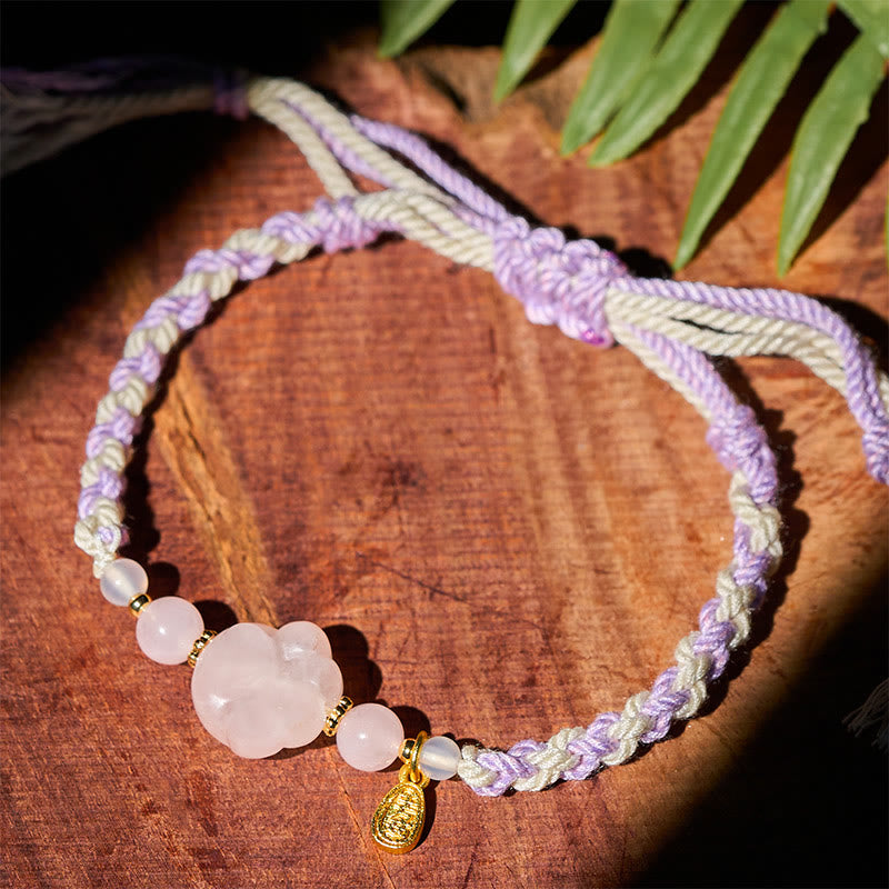 Buddha Stones Rosa Kristallkatze Wärme Liebe Armband - image 3