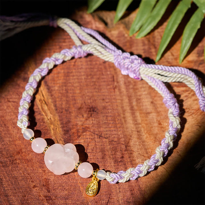 Buddha Stones Rosa Kristallkatze Wärme Liebe Armband - image 3