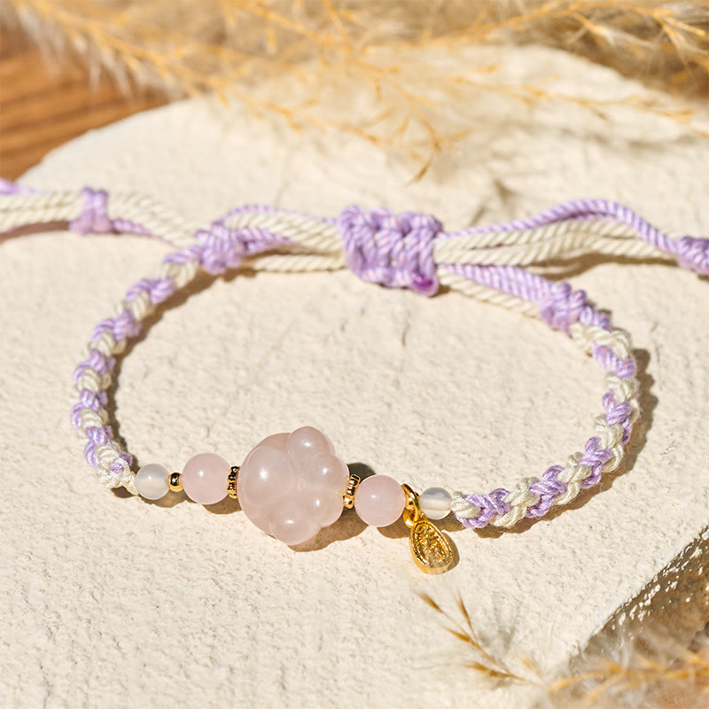 Buddha Stones Rosa Kristallkatze Wärme Liebe Armband - image 1
