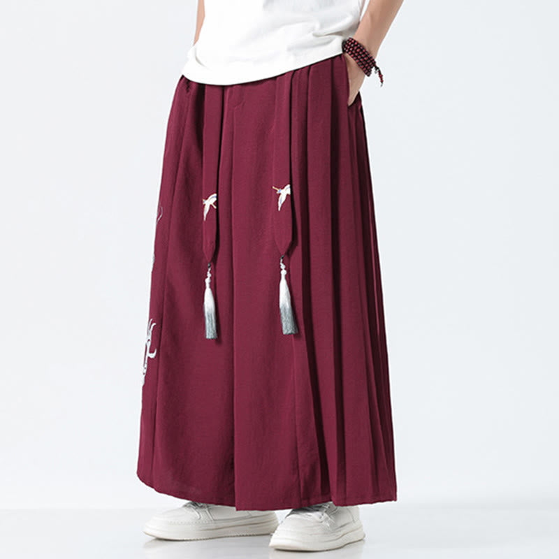 Buddha Stones Sommerliche Herrenhose mit Drachenmotiv, Kordelzug, knöchellang, aus Baumwolle, weitem Bein und Taschen - image 21