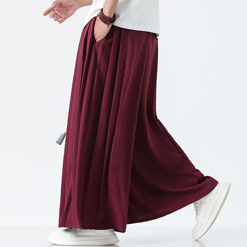 Buddha Stones Sommerliche Herrenhose mit Drachenmotiv, Kordelzug, knöchellang, aus Baumwolle, weitem Bein und Taschen - image 19