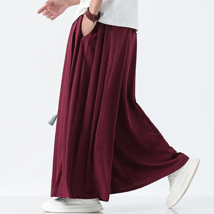 Buddha Stones Sommerliche Herrenhose mit Drachenmotiv, Kordelzug, knöchellang, aus Baumwolle, weitem Bein und Taschen - image 19