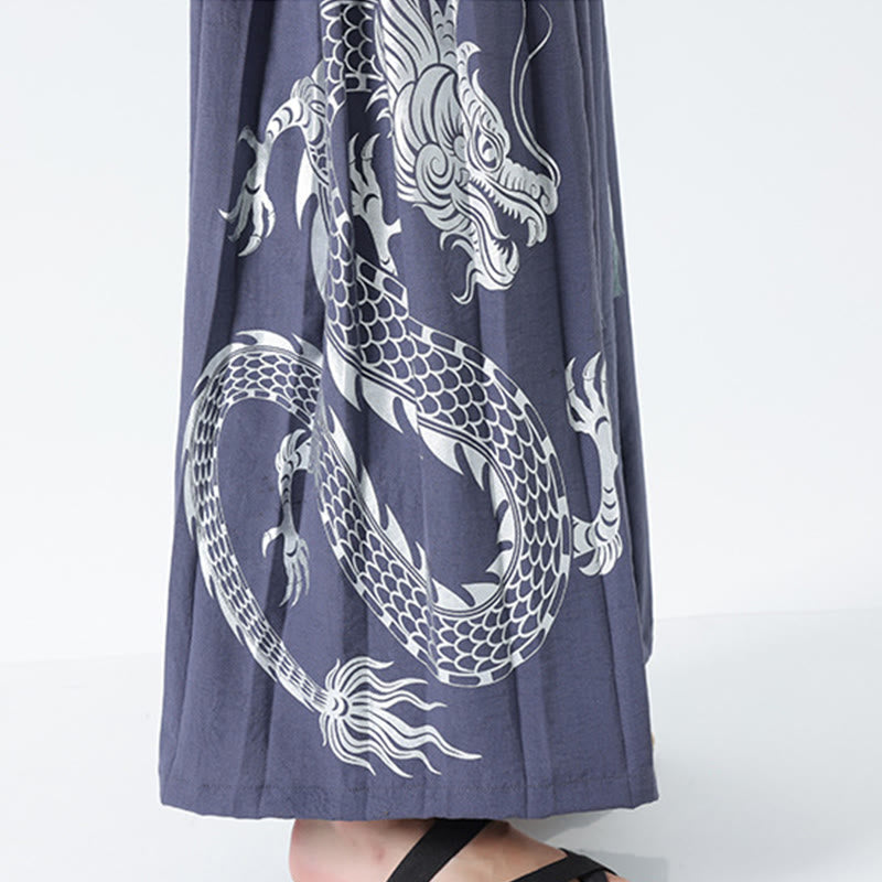 Buddha Stones Sommerliche Herrenhose mit Drachenmotiv, Kordelzug, knöchellang, aus Baumwolle, weitem Bein und Taschen - image 34