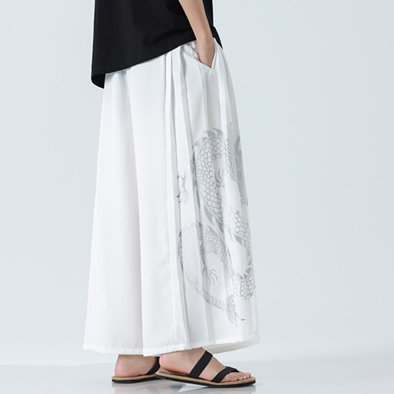 Buddha Stones Sommerliche Herrenhose mit Drachenmotiv, Kordelzug, knöchellang, aus Baumwolle, weitem Bein und Taschen - image 40