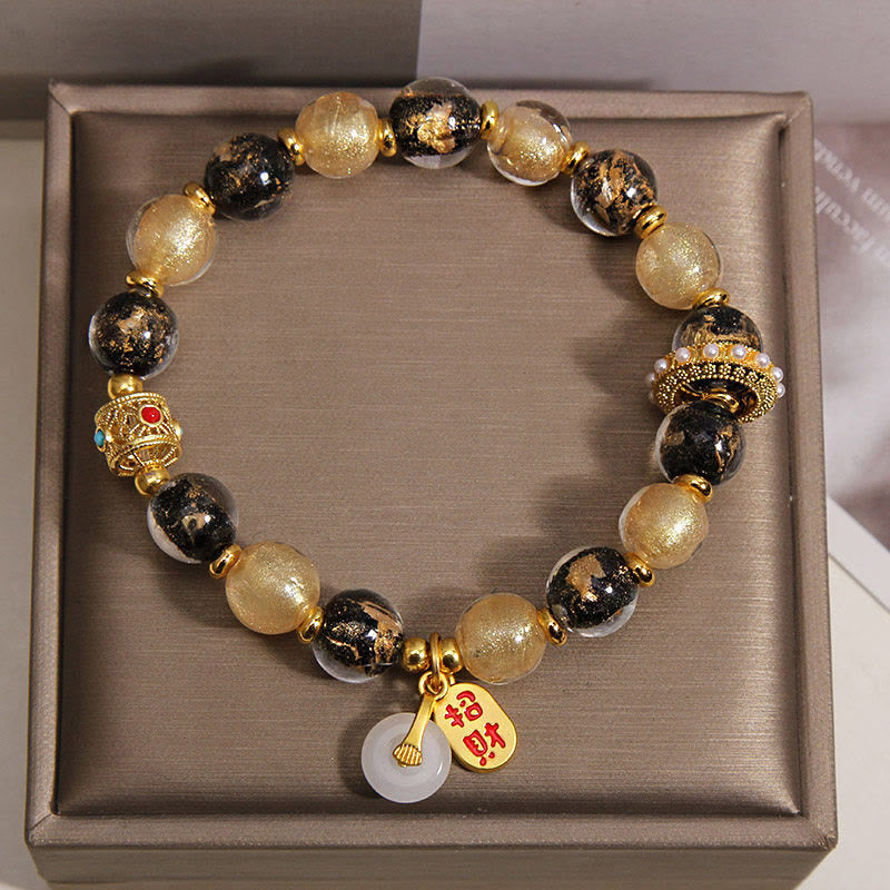 Buddha Stones Schwarzes Gold-Liuli-Glasperlen-Armband mit Schnalle – bringt Reichtum und Frieden und ist ein Segensbringer - image 4