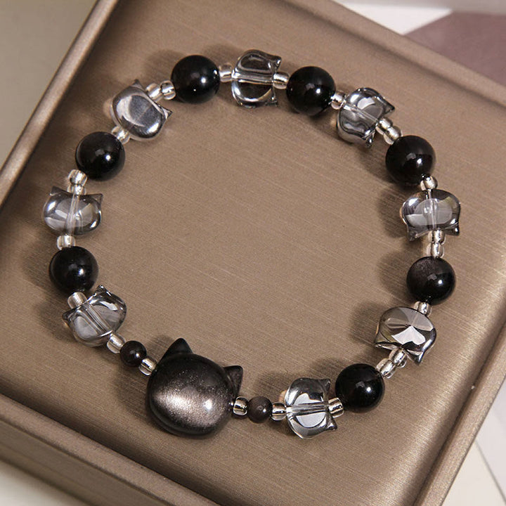 Buddha Stones Schwarzes Obsidian-Katzenkopf-Armband zur Stärkung der Reinigungskraft - image 4
