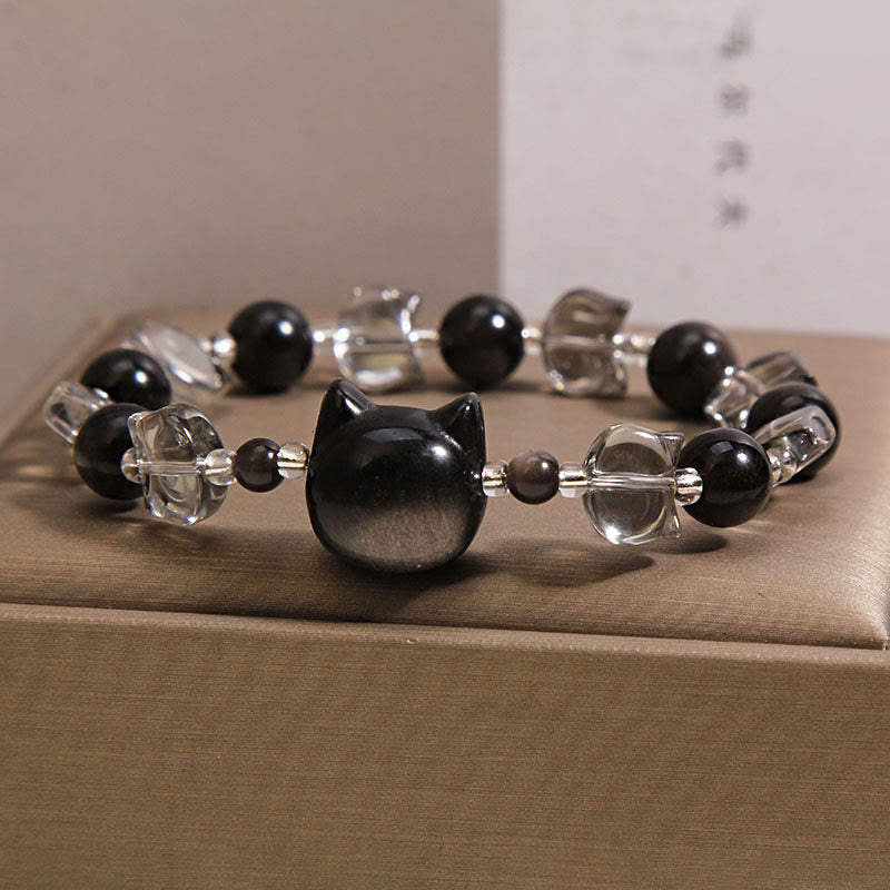 Buddha Stones Schwarzes Obsidian-Katzenkopf-Armband zur Stärkung der Reinigungskraft - image 6