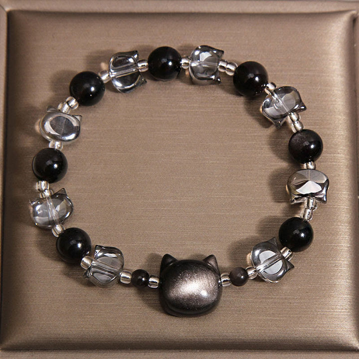 Buddha Stones Schwarzes Obsidian-Katzenkopf-Armband zur Stärkung der Reinigungskraft - image 3