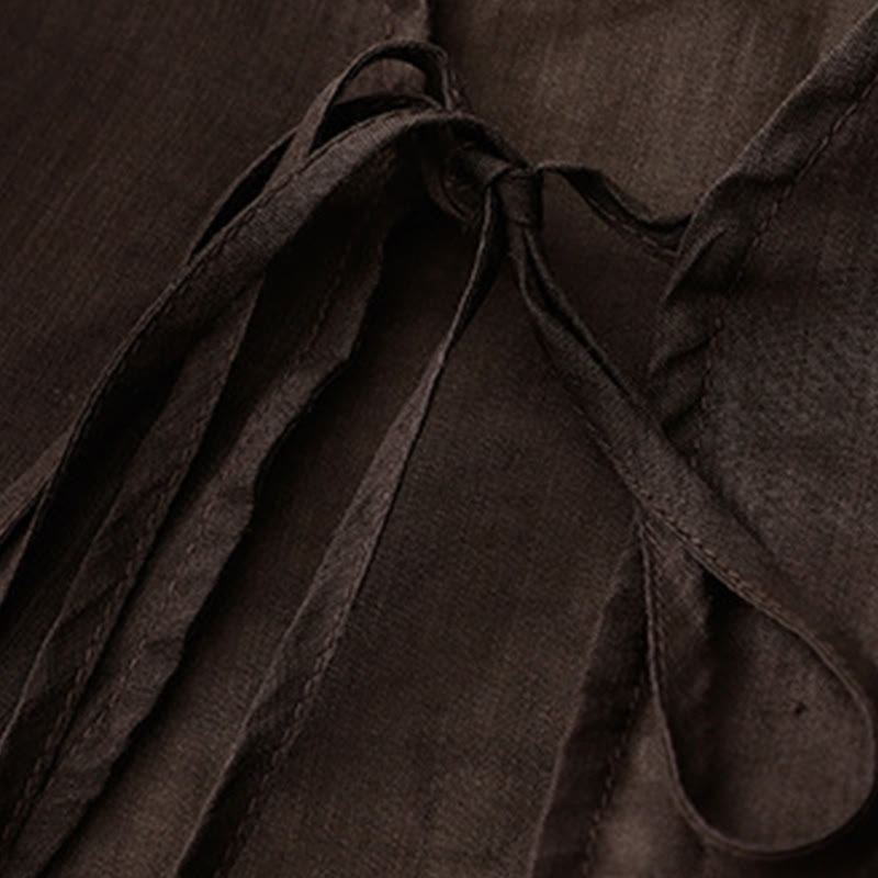 Buddha Stones Sommerlicher, schlichter Kimono für Damen mit langen Ärmeln, Schnürung und offener Vorderseite - image 16