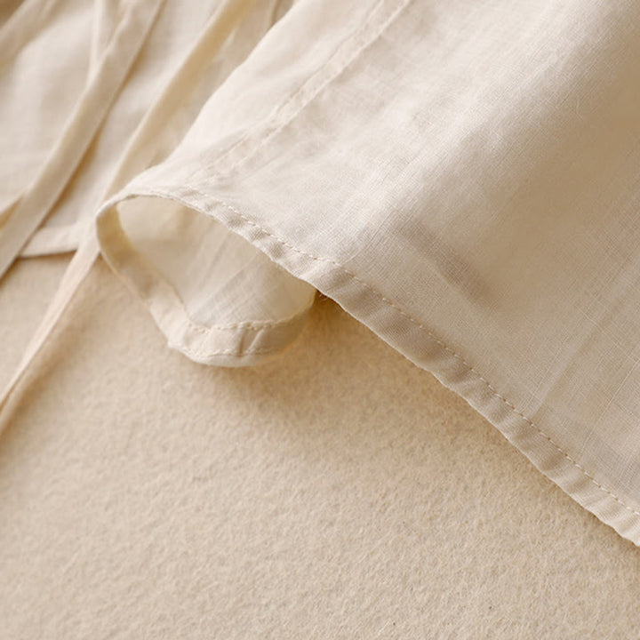 Buddha Stones Sommerlicher, schlichter Kimono für Damen mit langen Ärmeln, Schnürung und offener Vorderseite - image 10