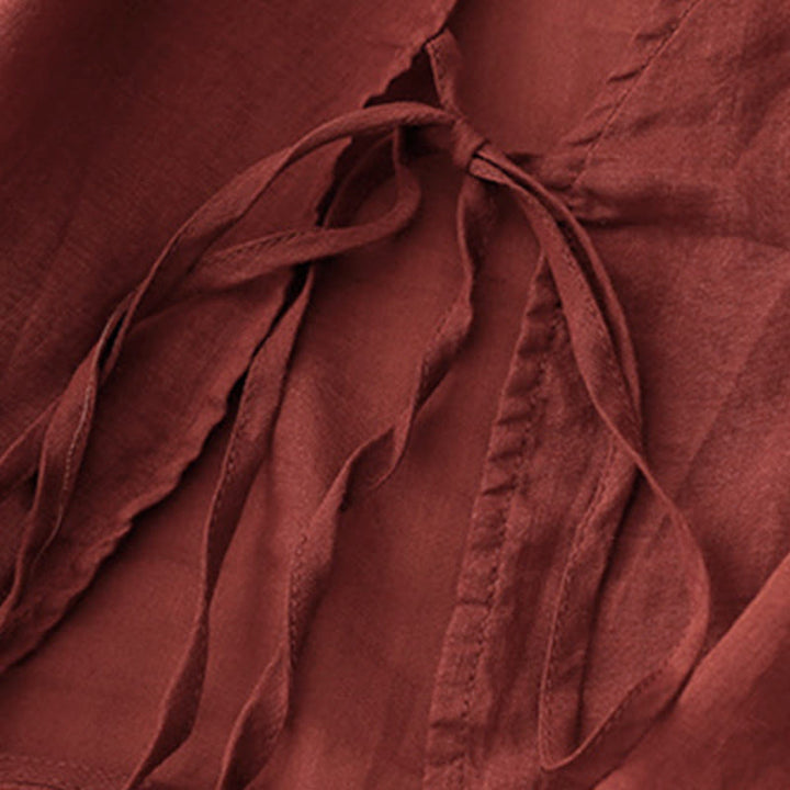 Buddha Stones Sommerlicher, schlichter Kimono für Damen mit langen Ärmeln, Schnürung und offener Vorderseite - image 3