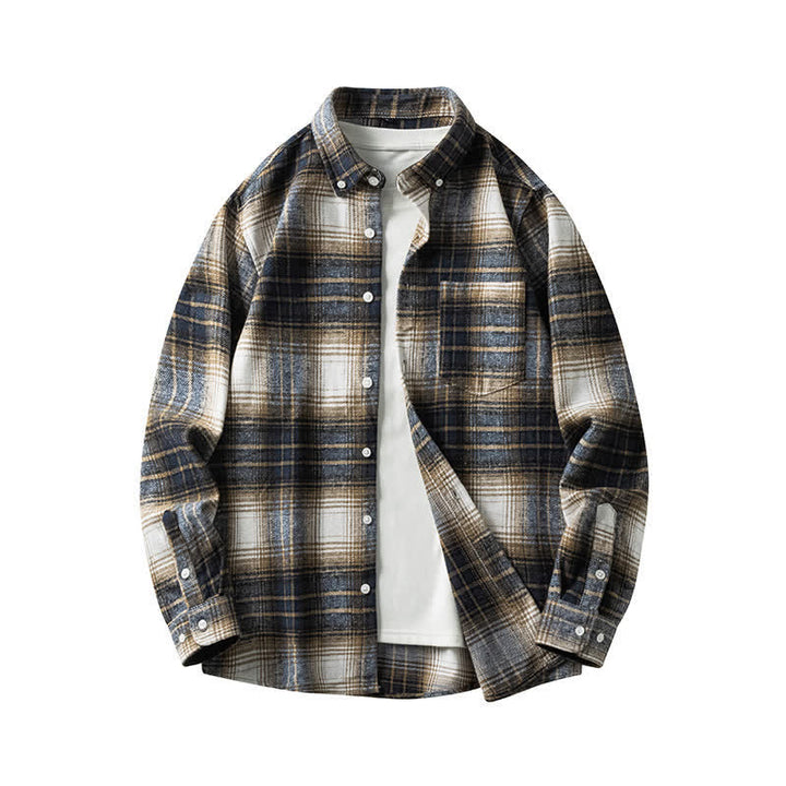 Buddha Stones Commute Herren-Langarmhemd aus Baumwolle mit mehrfarbigem Karomuster, Knopfleiste und Tasche - Weiß-Mitternachtsblau kariert - US/UK/AU48, EU58 (7XL) - image 18