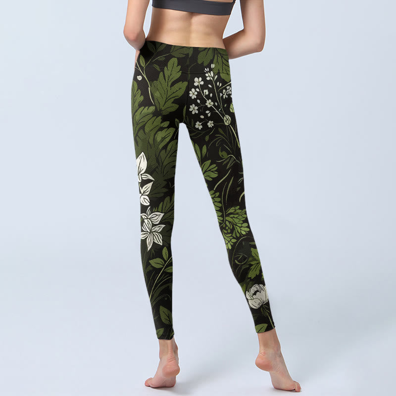 Buddha Stones Leggings mit Retro-Blumen- und Blättermuster, Damen-Yogahosen - image 6