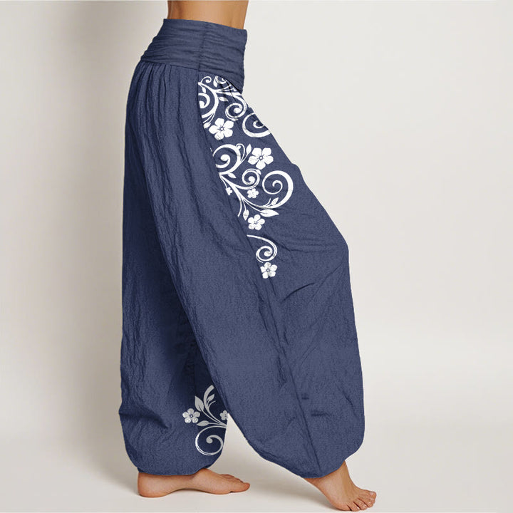 Buddha Stones Elegante Haremshose aus reiner Baumwolle mit Ranken- und Blumenmuster, elastischer Bund für Damen - image 7