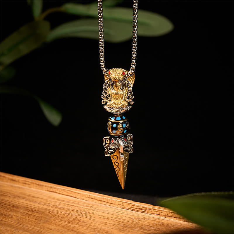 Buddha Stones, tibetischer Om Mani Padme Hum Buddha Reichtum Rotation Halskette Vajra Anhänger - image 1