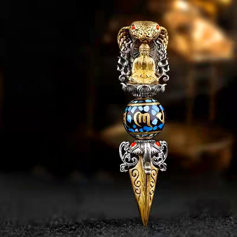 Buddha Stones, tibetischer Om Mani Padme Hum Buddha Reichtum Rotation Halskette Vajra Anhänger - Anhänger & schwarze Schnur - image 0