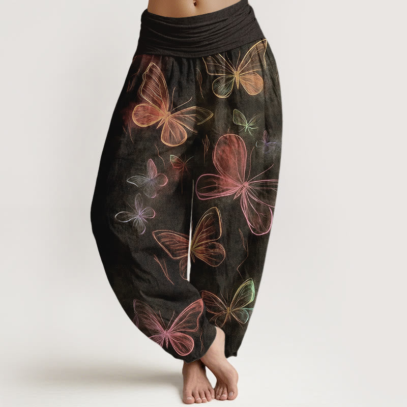 Buddha Stones Baumwoll-Haremshose mit traumhaftem Schmetterlingsmuster und elastischem Bund für Damen - Sattelbraun - US16, UK/AU20, EU48 (3XL) - image 5