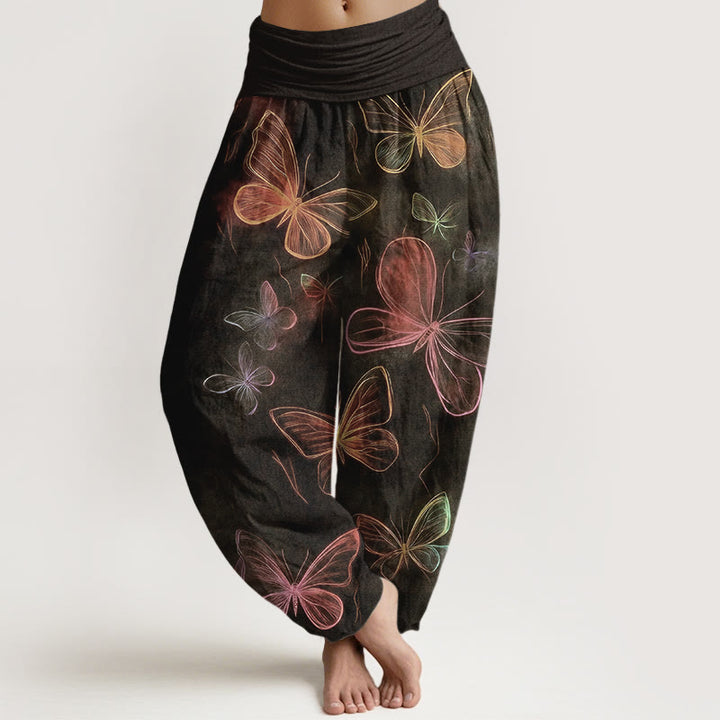 Buddha Stones Baumwoll-Haremshose mit traumhaftem Schmetterlingsmuster und elastischem Bund für Damen - Sattelbraun - US16, UK/AU20, EU48 (3XL) - image 5