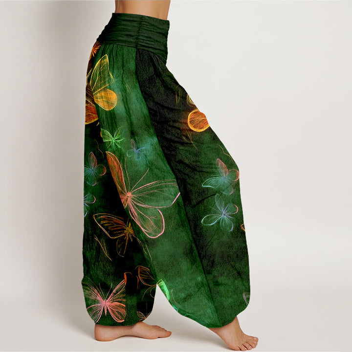 Buddha Stones Baumwoll-Haremshose mit traumhaftem Schmetterlingsmuster und elastischem Bund für Damen - image 10