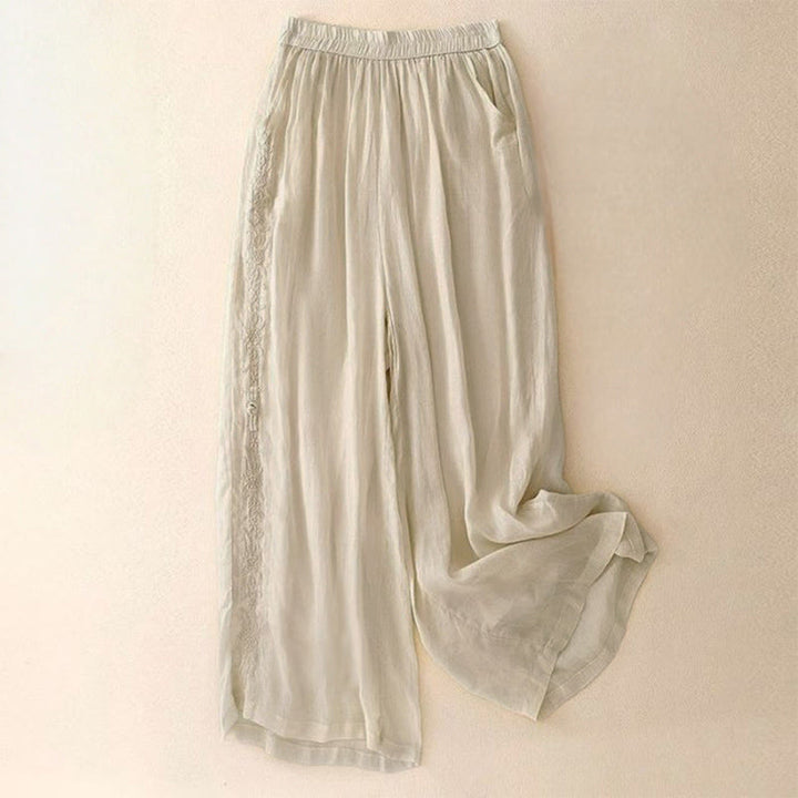 Damenhose mit weitem Bein, Länge 7-8, Taschen und Buddha Stones -Seitenstickerei - Zitronen-Chiffon - US12, UK/AU16, EU44 (3XL) - image 5