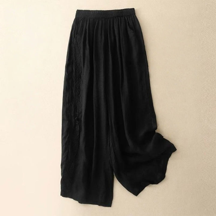 Damenhose mit weitem Bein, Länge 7-8, Taschen und Buddha Stones -Seitenstickerei - Schwarz - US12, UK/AU16, EU44 (3XL) - image 13